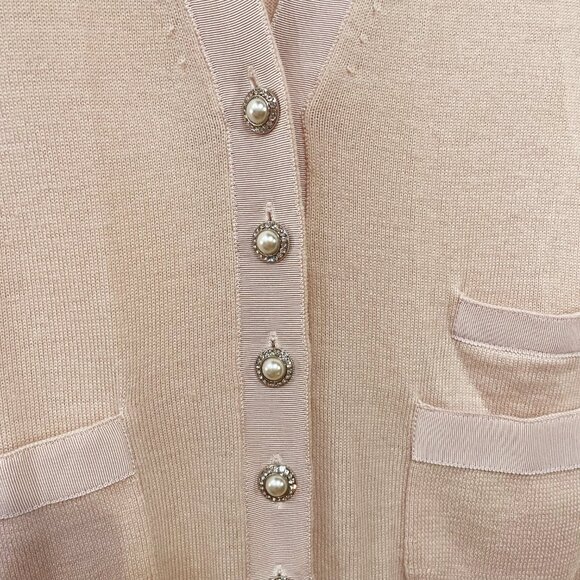 Like New J.Crew 100% Merino Wool Pearl Button Cardigan Blush Pink XS - Picture 3 of 6